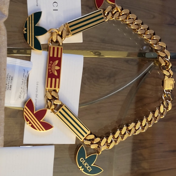 COPY - Authentic Addidas x Gucci Gourmette Necklace with Gucci Trefoil Enamel - Picture 3 of 9